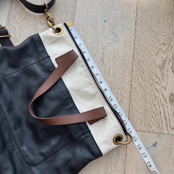 Fossil Keely Tote Bag Purse Color Block Pebbled Leather Crossbody Strap - Picture 15 of 16